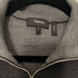 Theory Men's Charcoal Zip-Up Sweater